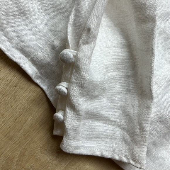 REFORMATION Fillmore Long Sleeve White Linen Top, Size 12 1440 - Picture 8 of 9